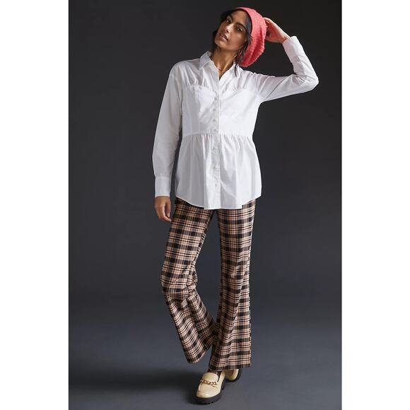 Anthropologie Maeve‎ Corset Seamed Button Down | White | SZ XSP - Picture 4 of 14